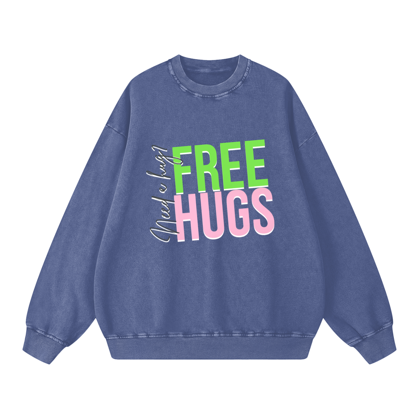 Free Hugs Snow Washed Oversized Sweatshirt