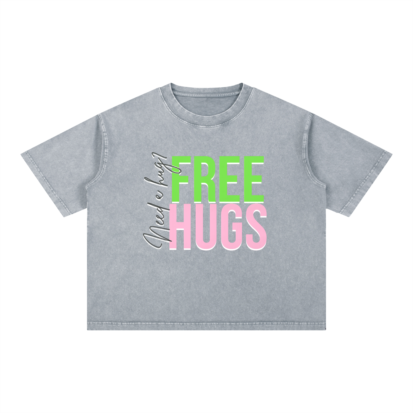 Free Hugs Boxy Mineral Wash Cotton T-shirt