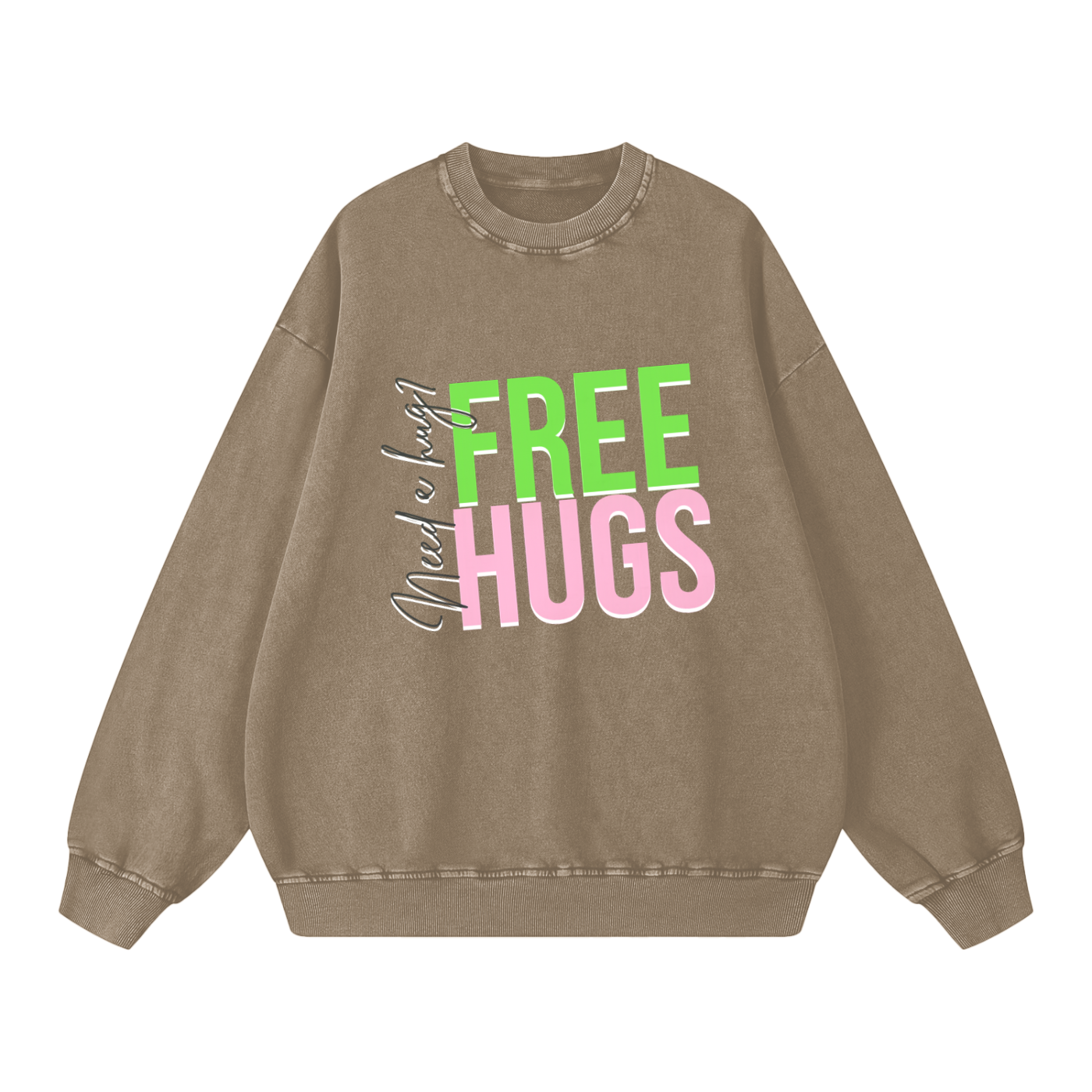 Free Hugs Snow Washed Oversized Sweatshirt