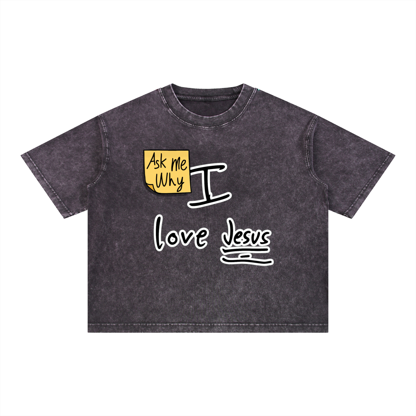 Ask Me Why I Love Jesus Boxy Mineral Wash Cotton T-shirt