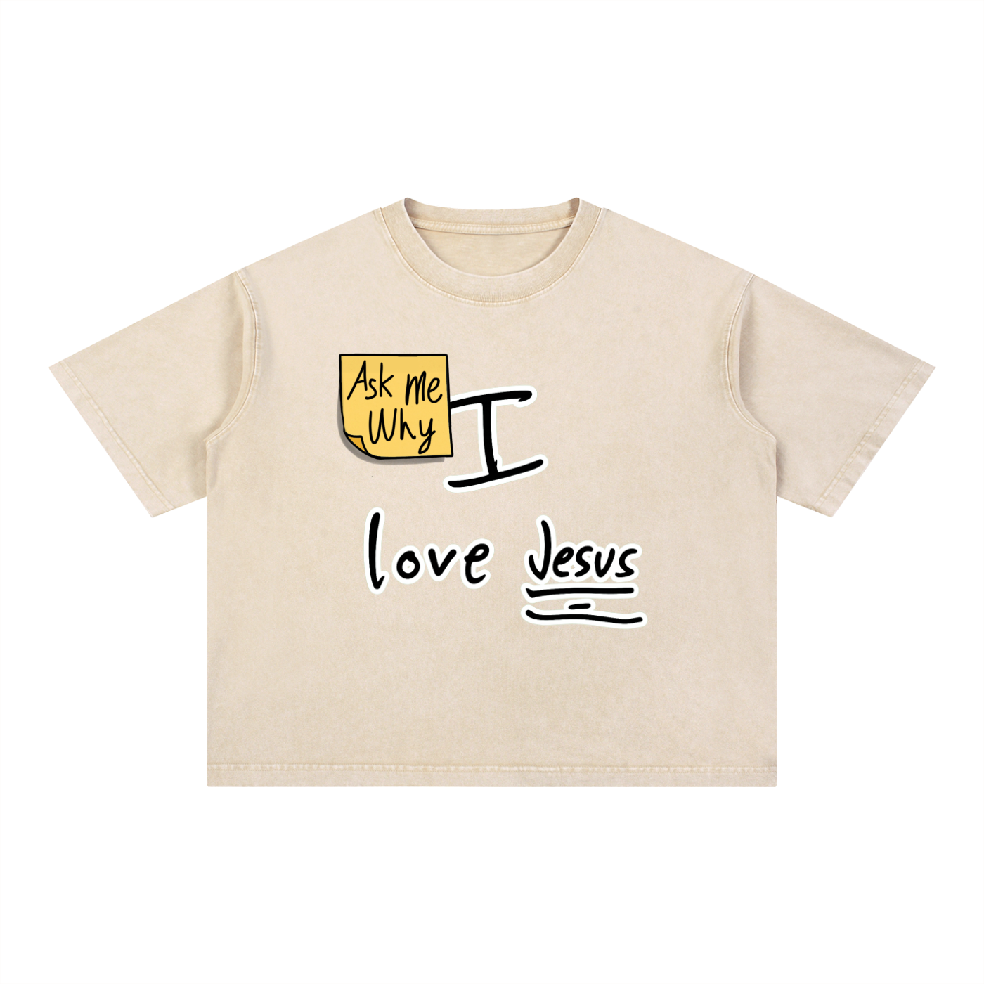 Ask Me Why I Love Jesus Boxy Mineral Wash Cotton T-shirt