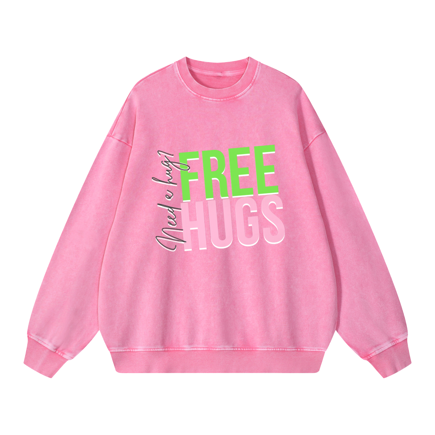 Free Hugs Snow Washed Oversized Sweatshirt