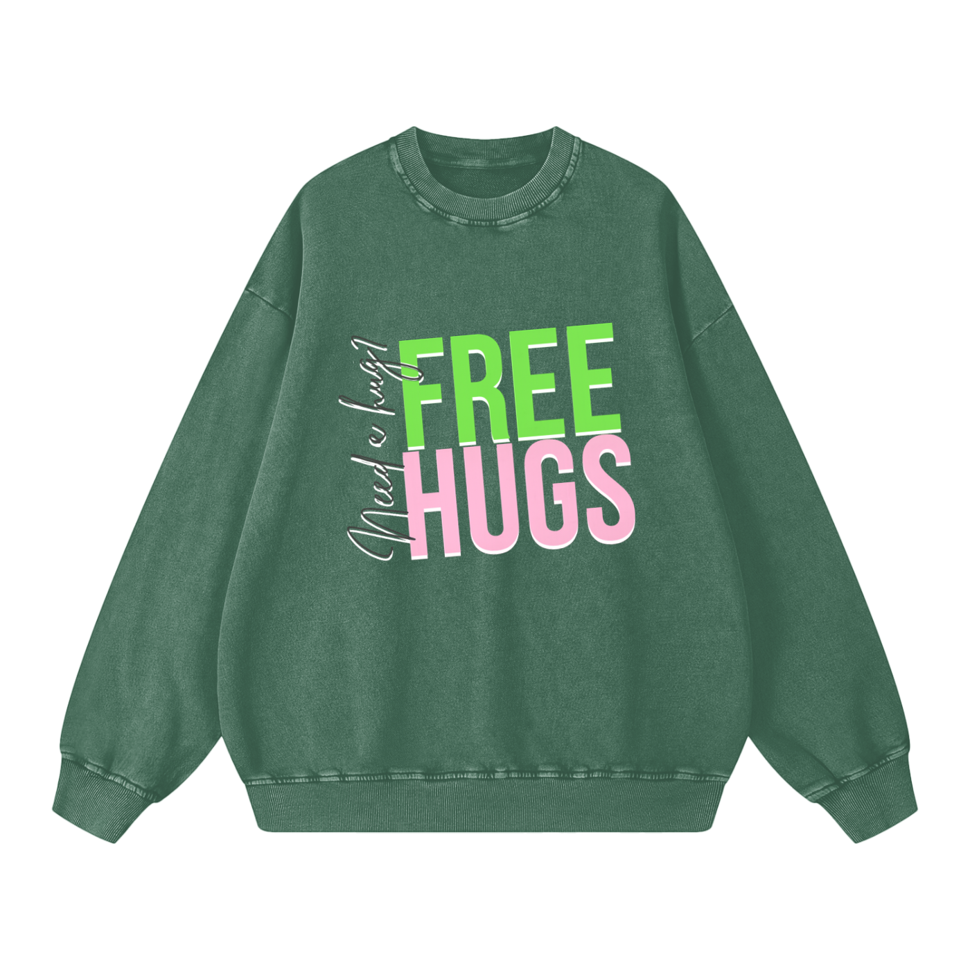 Free Hugs Snow Washed Oversized Sweatshirt