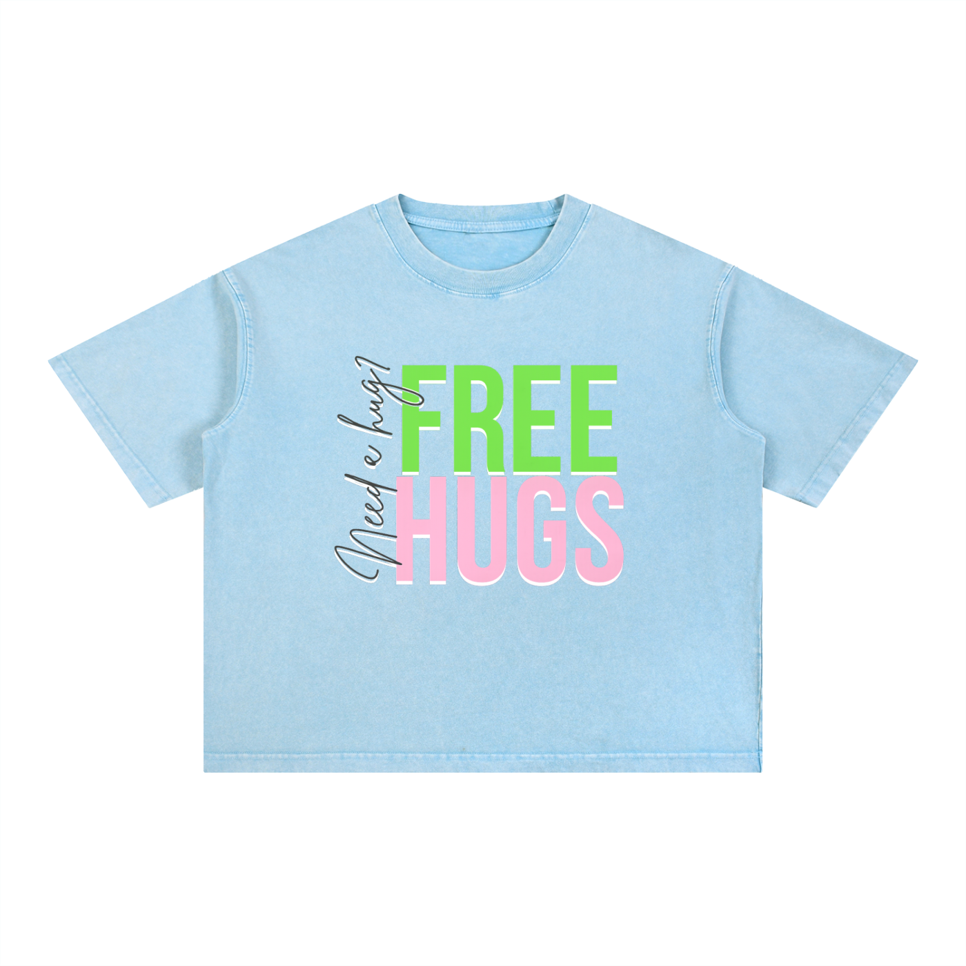 Free Hugs Boxy Mineral Wash Cotton T-shirt
