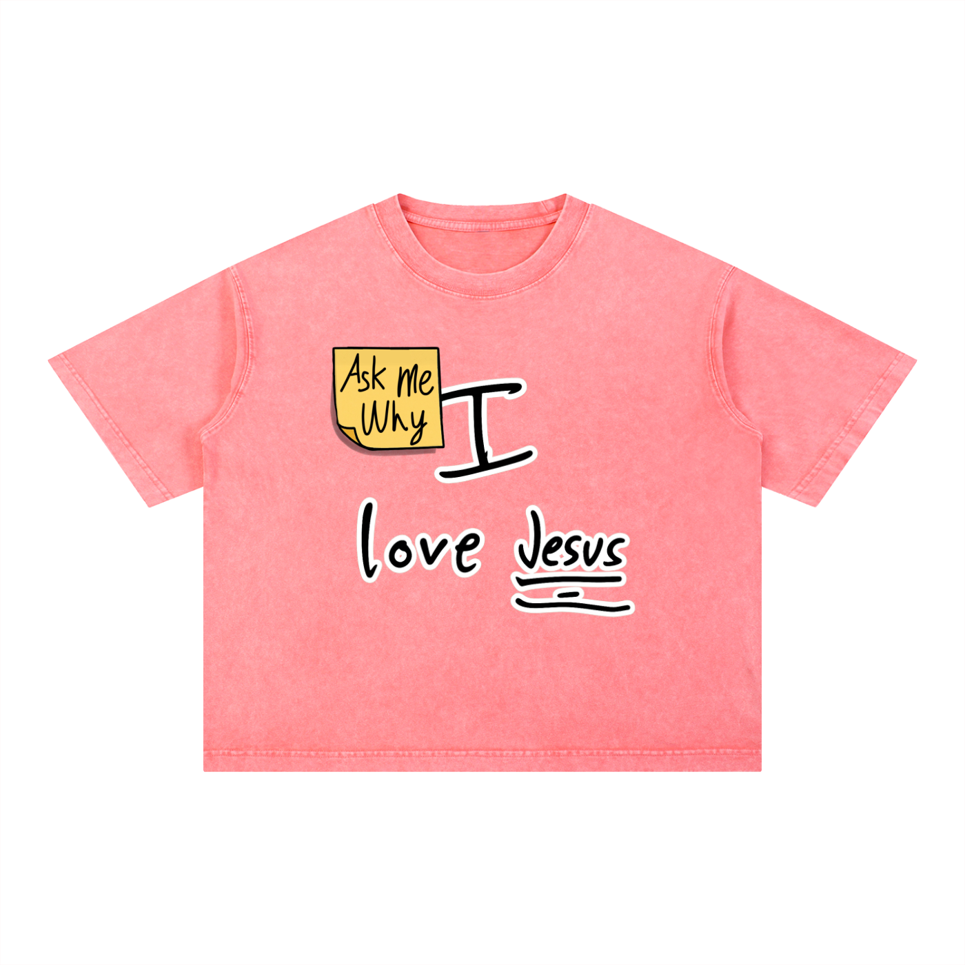 Ask Me Why I Love Jesus Boxy Mineral Wash Cotton T-shirt