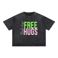 Free Hugs Boxy Mineral Wash oversized Cotton T-Shirt