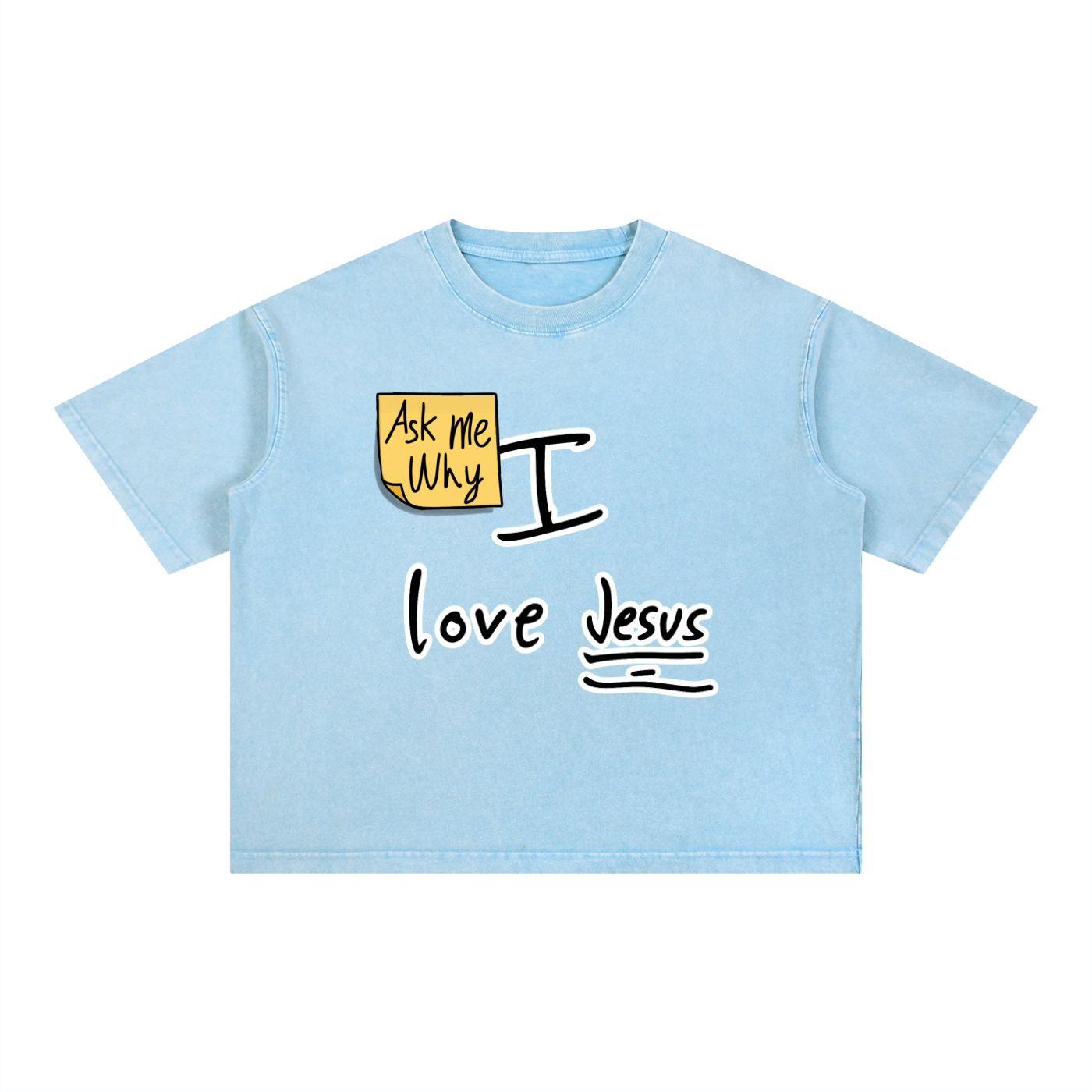 Ask Me Why I Love Jesus Boxy Mineral Wash Cotton T-shirt