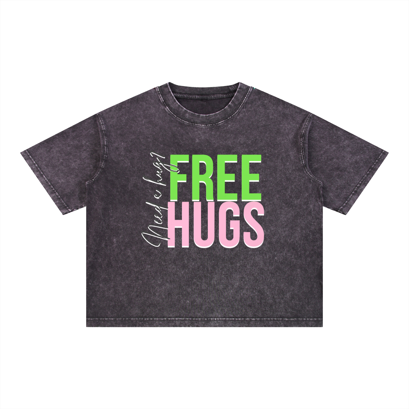 Free Hugs Boxy Mineral Wash Cotton T-shirt