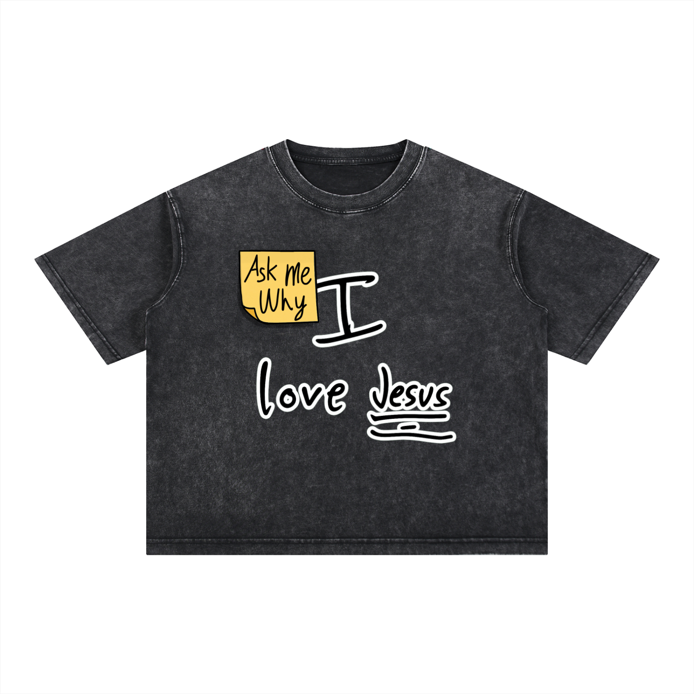 Ask me why I love Jesus Boxy Mineral wash Cotton T-Shirt