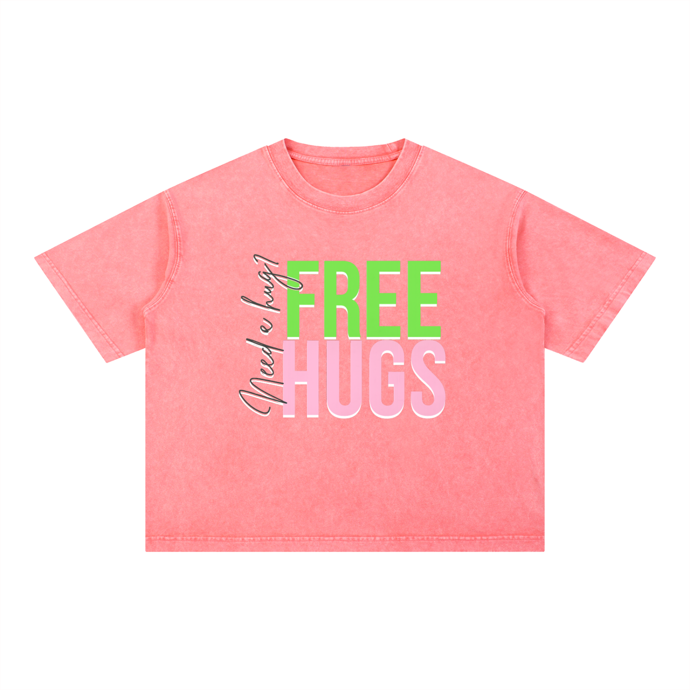 Free Hugs Boxy Mineral Wash Cotton T-shirt