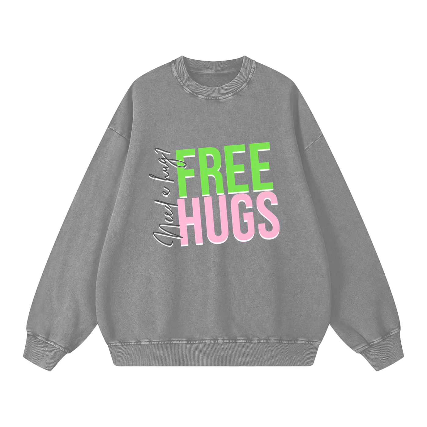 Free Hugs Snow Washed Oversized Sweatshirt