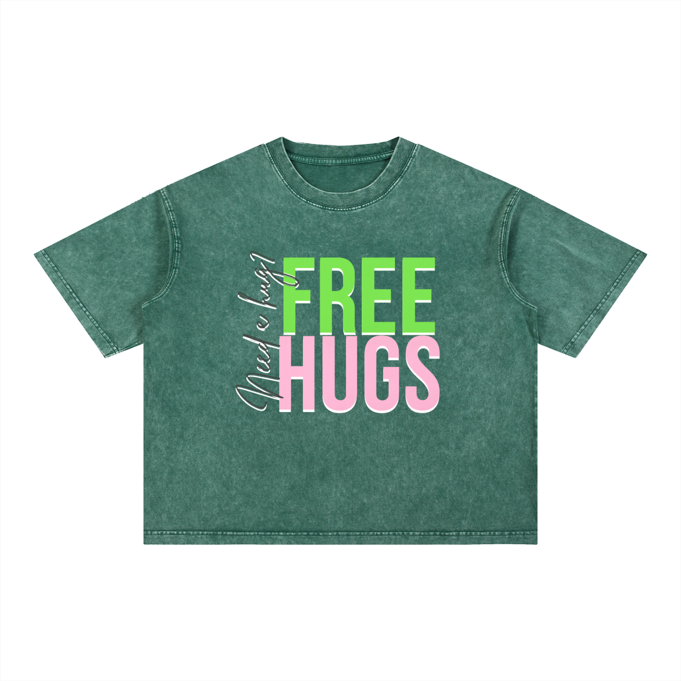 Free Hugs Boxy Mineral Wash Cotton T-shirt