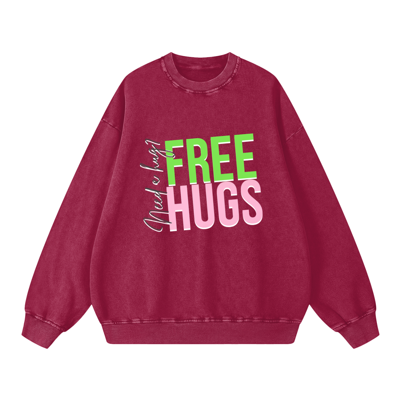 Free Hugs Snow Washed Oversized Sweatshirt