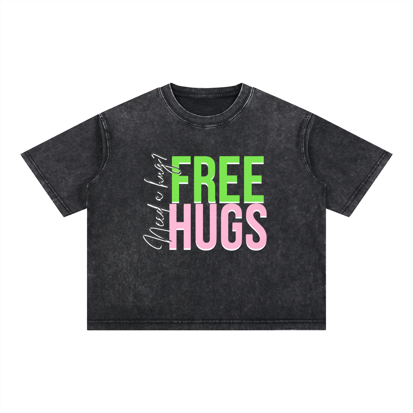 Free Hugs Boxy Mineral Wash Cotton T-shirt