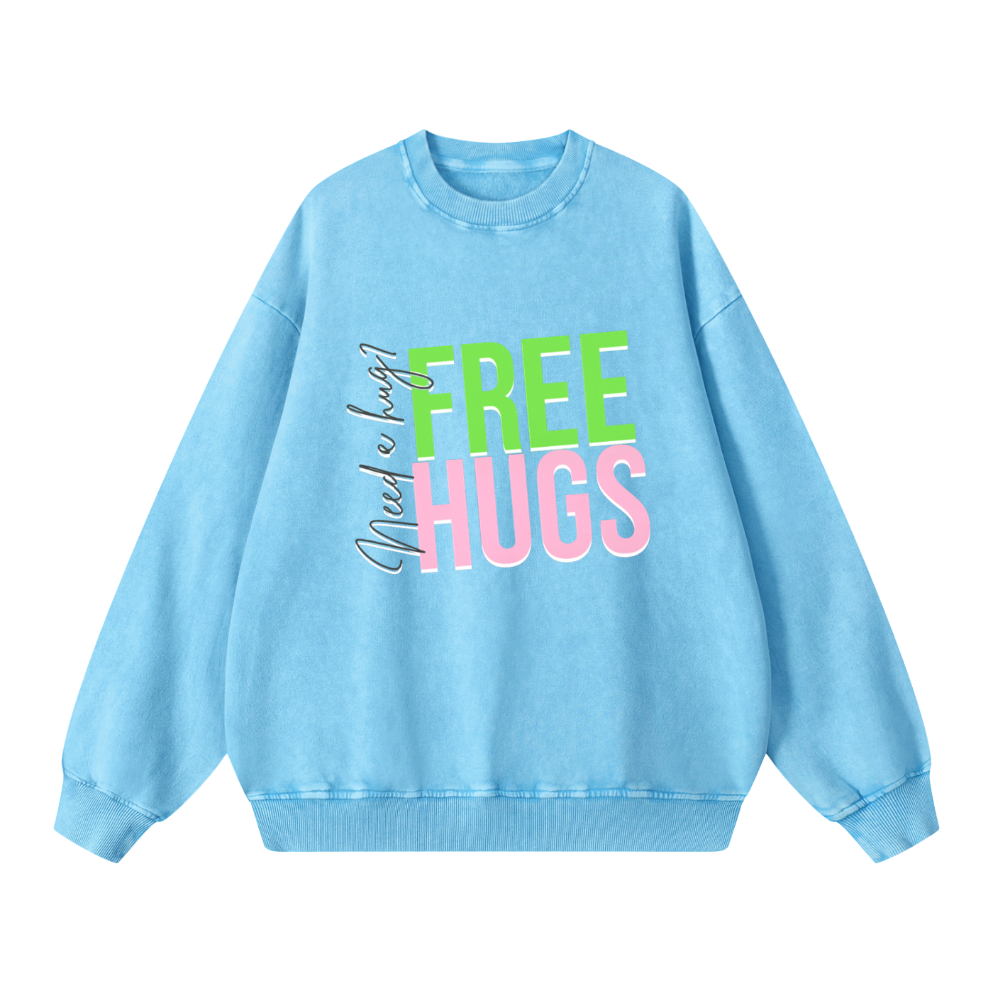 Free Hugs Snow Washed Oversized Sweatshirt